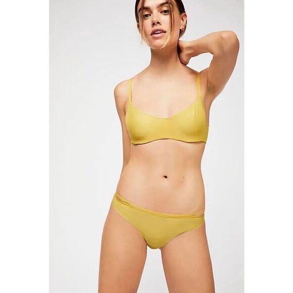 Free People Intimately Zoey Bikini Cutout Undies in Yellow Marsh XS - Picture 3 of 3